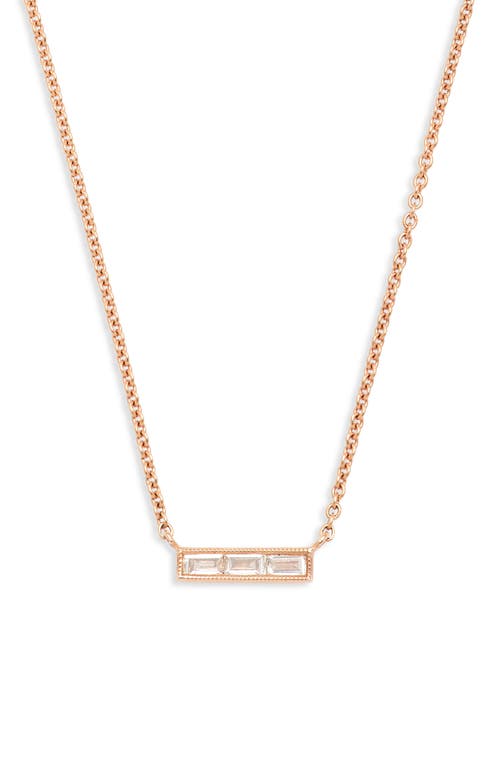 Diamond Bar Pendant Necklace in Rose Gold/diamond