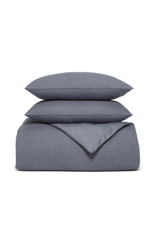 Boll & Branch Waffle Weave Organic Cotton Duvet Cover & Sham Set in Mineral at Nordstrom, Size Full