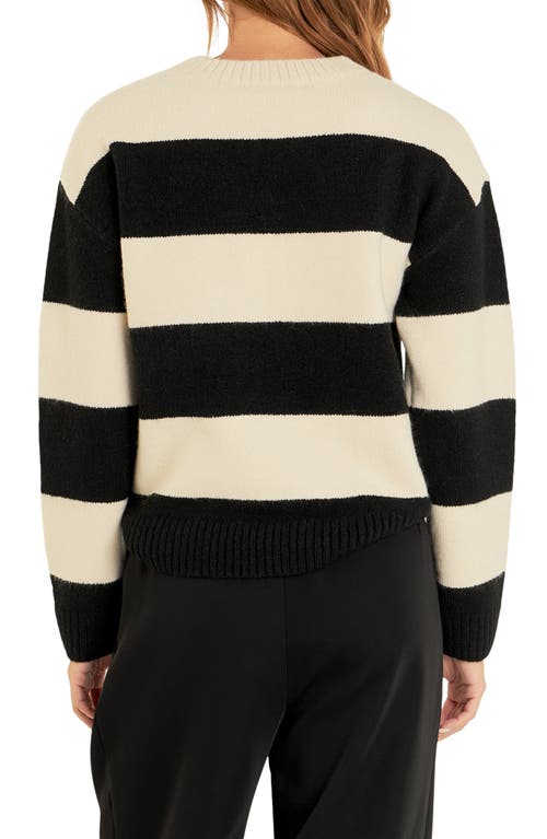 Shop English Factory Bold Stripe Crewneck Sweater In Cream/black