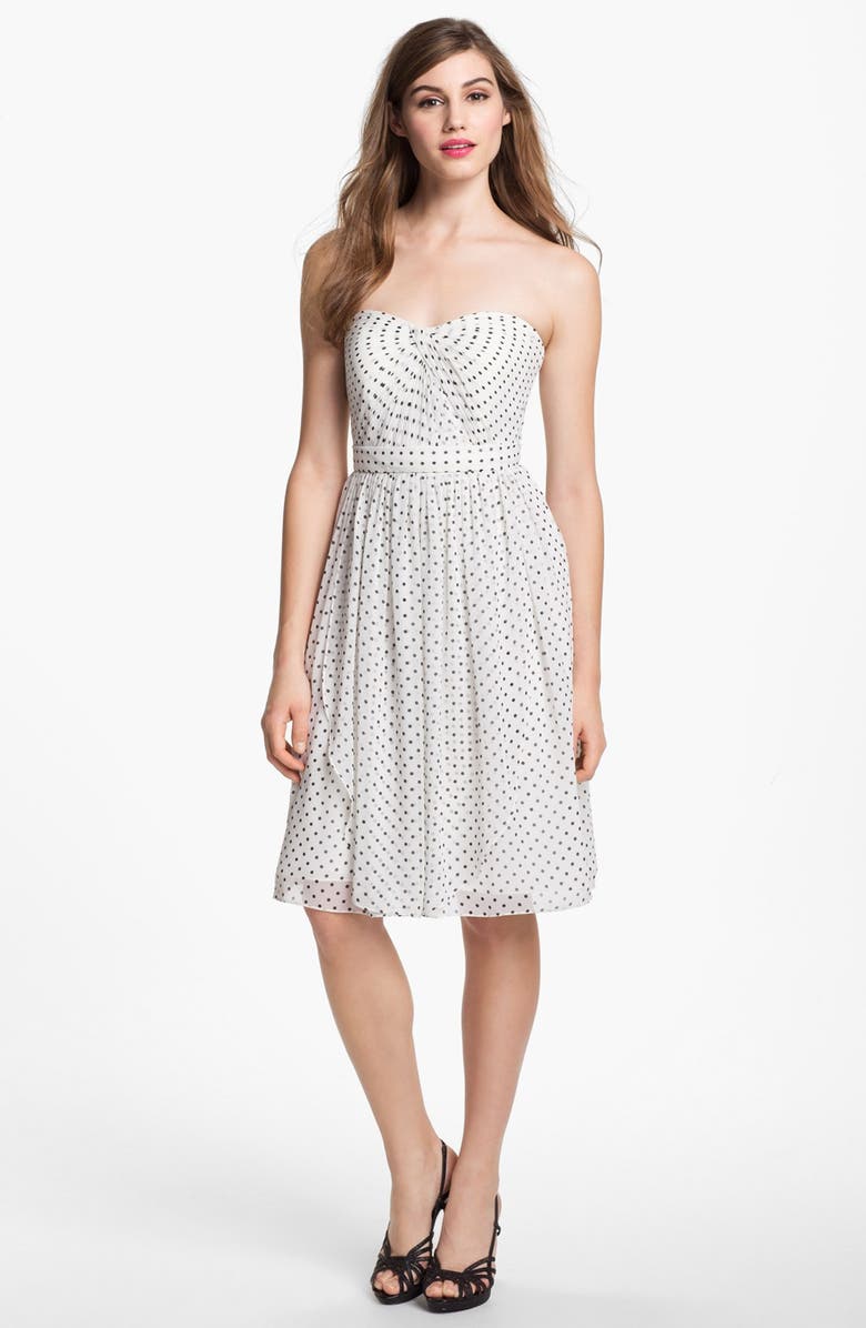 JENNY YOO Keira Convertible Dot Chiffon Fit & Flare Dress, Main, color, IVORY