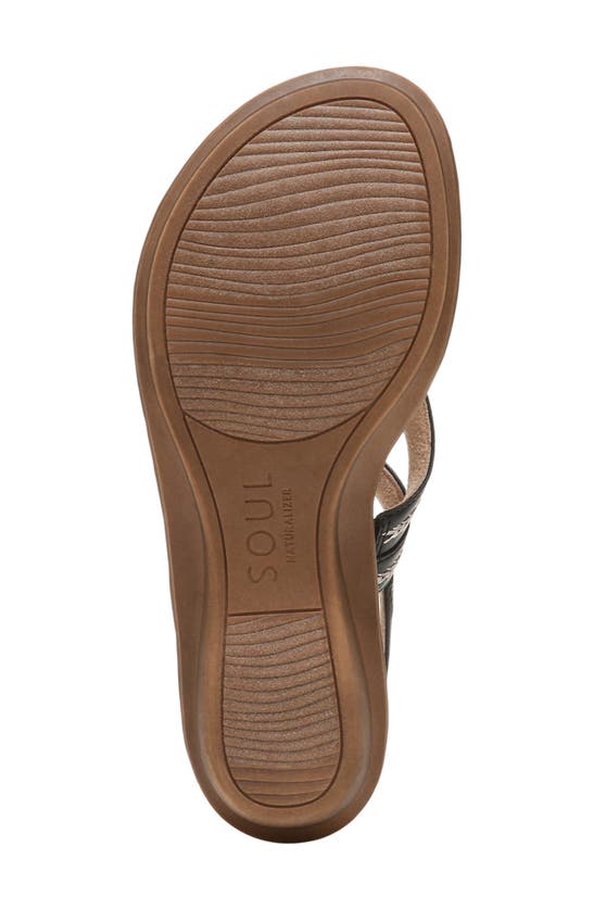 Natural Soul Sunny Slingback Thong Sandal In Black Smooth Synthetic