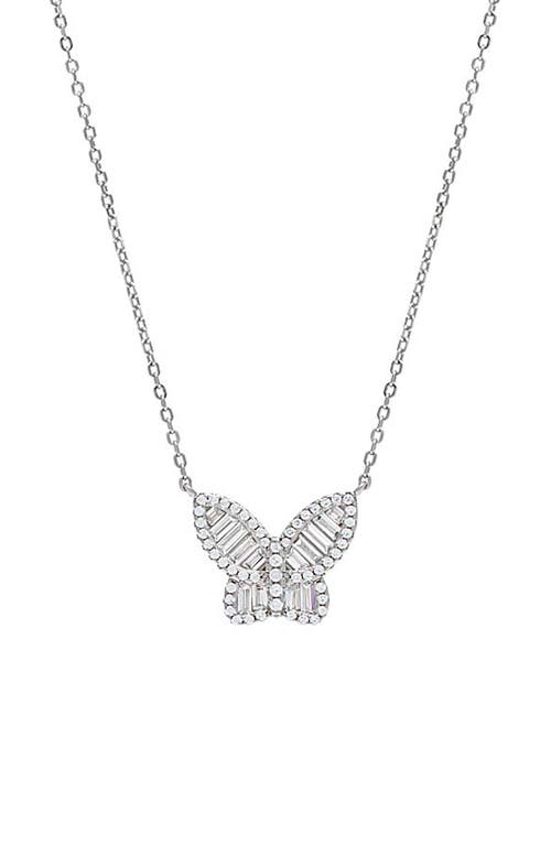 BY ADINA EDEN Small Pavé Butterfly Pendant Necklace in Silver