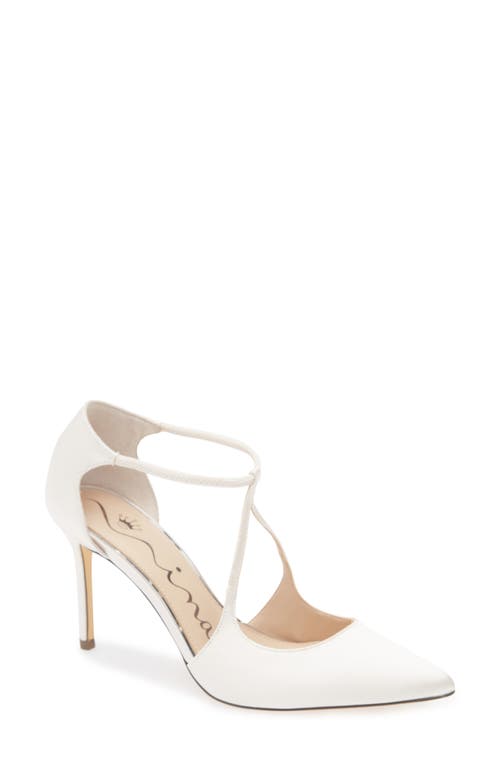 Nina Netta Ankle Strap Pointed Toe Pump In Ivory