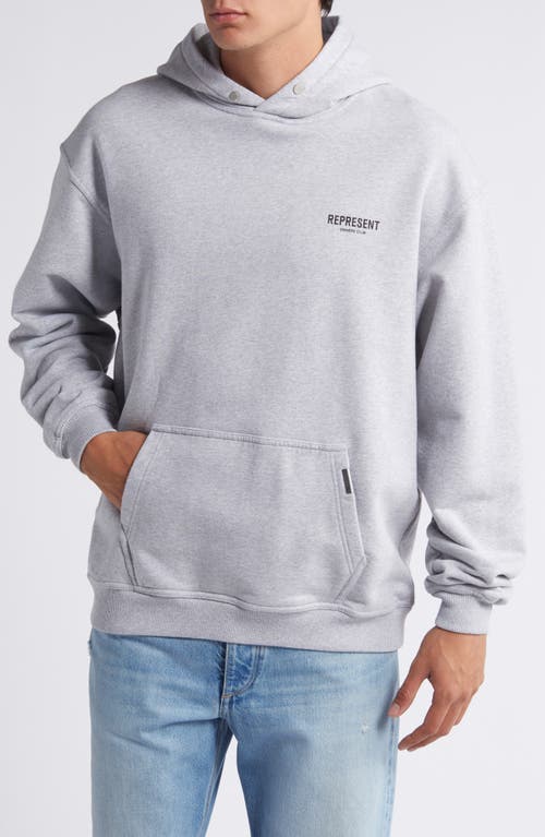 Shop Represent Owners Club Cotton Graphic Hoodie In Ash Grey/black