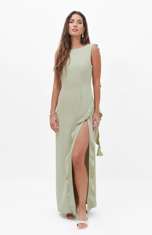 Shop Nanas Nana's Sophia Maxi Dress In Matcha Green