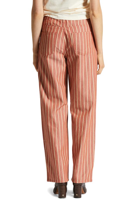Shop Brixton Lomas Stripe High Waist Straight Leg Pants In Terracotta