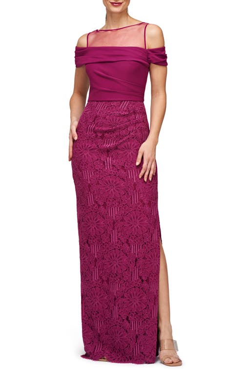 JS Collections Shiloh Lace Column Gown Dark Fuchsia at Nordstrom,