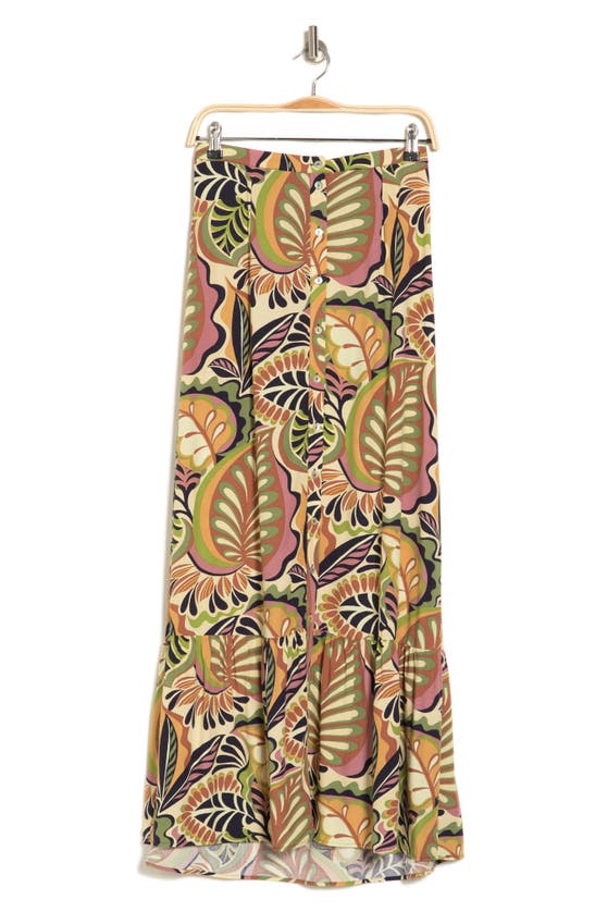 Dr2 By Daniel Rainn Paisley Button Front Maxi Skirt In N708 Sand