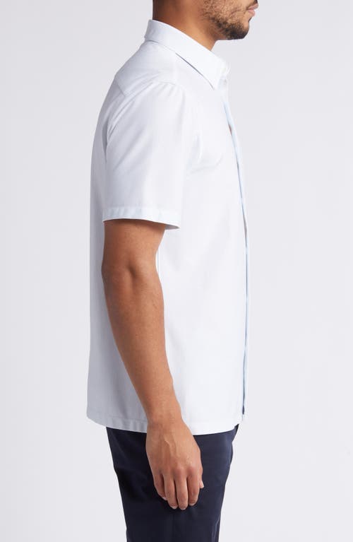 Shop Theory Irving Aster Stripe Short Sleeve Button-up Shirt In White/olympic