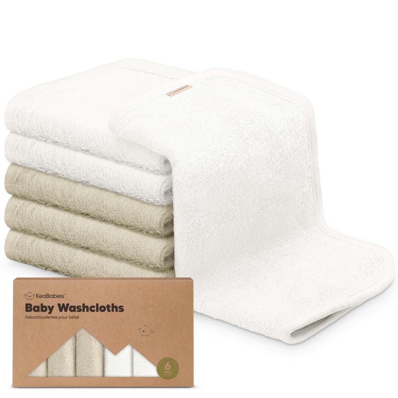 Shop Keababies Deluxe Baby Washcloths In White/stone