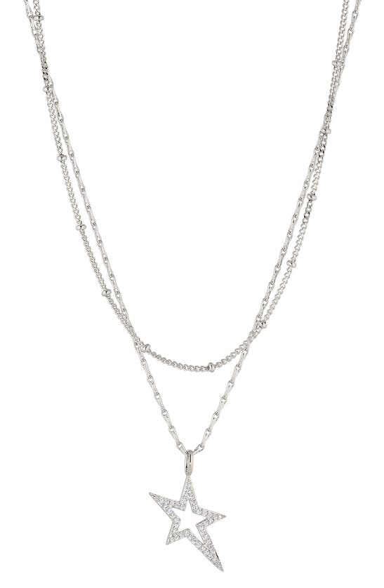 Ajoa Sparklers Star Cz Pendant Layered Necklace In White