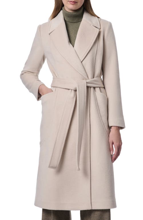 Shop Bernardo Belted Wool Blend Longline Coat In Putty