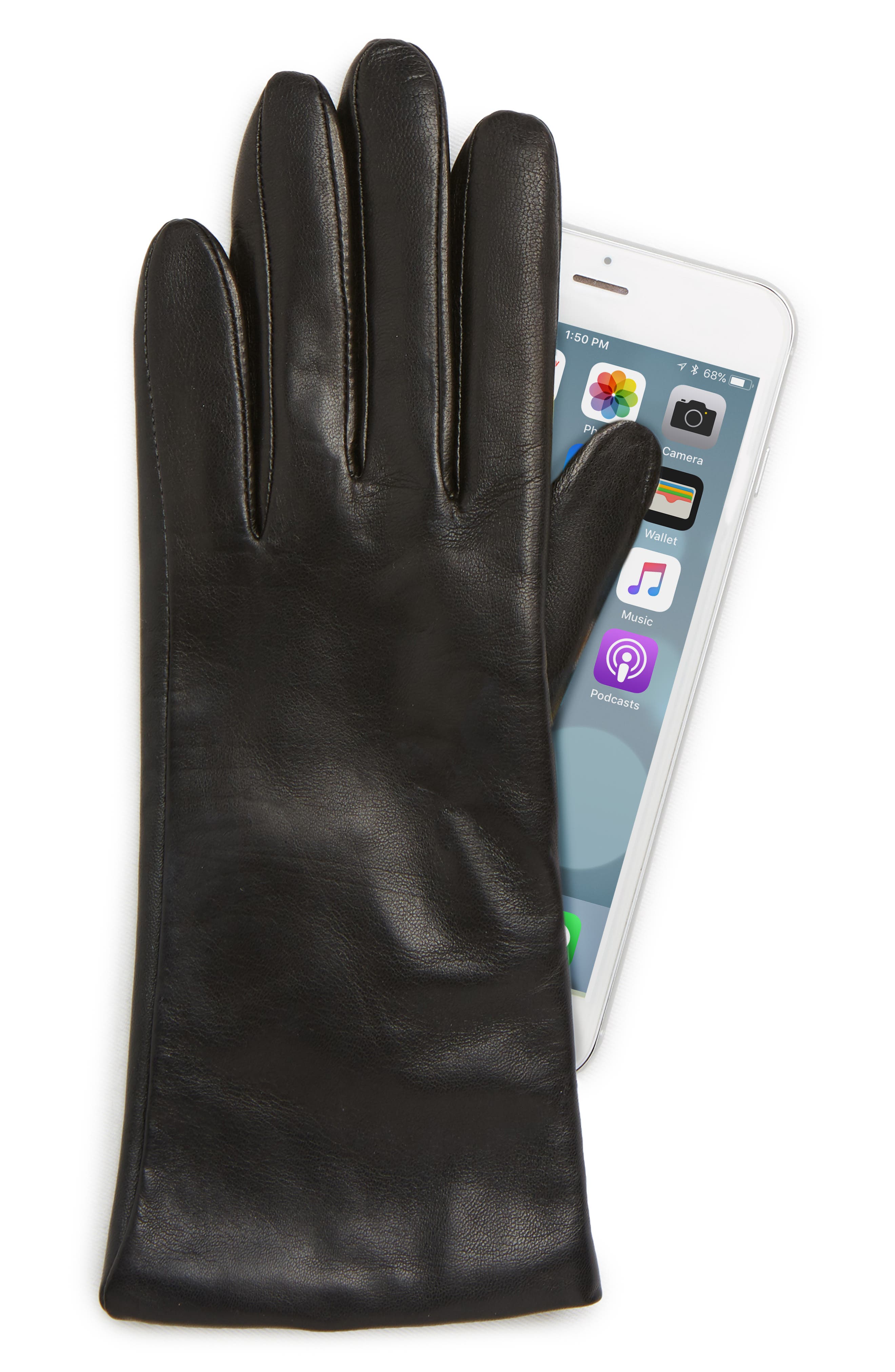 leather cashmere lined tech gloves