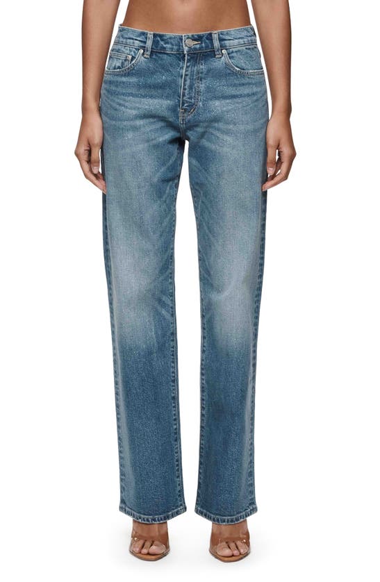 Shop Purple Brand Glitter Slim Straight Leg Jeans In Mid Indigo