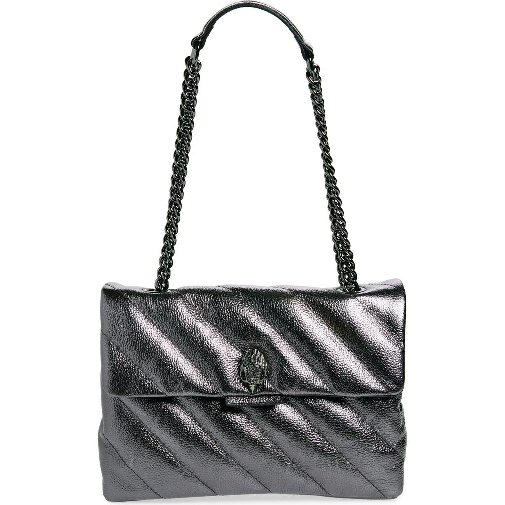 Kurt Geiger London Metallic Leather Soho Shoulder Bag In Silver
