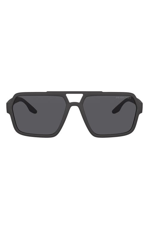 59mm Rectangle Sunglasses in Black/Dark Grey