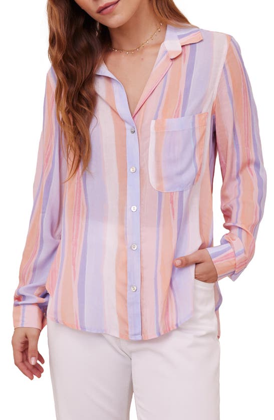 Bella Dahl Rounded Hem Button Down Shirt In Paloma Stripe ModeSens