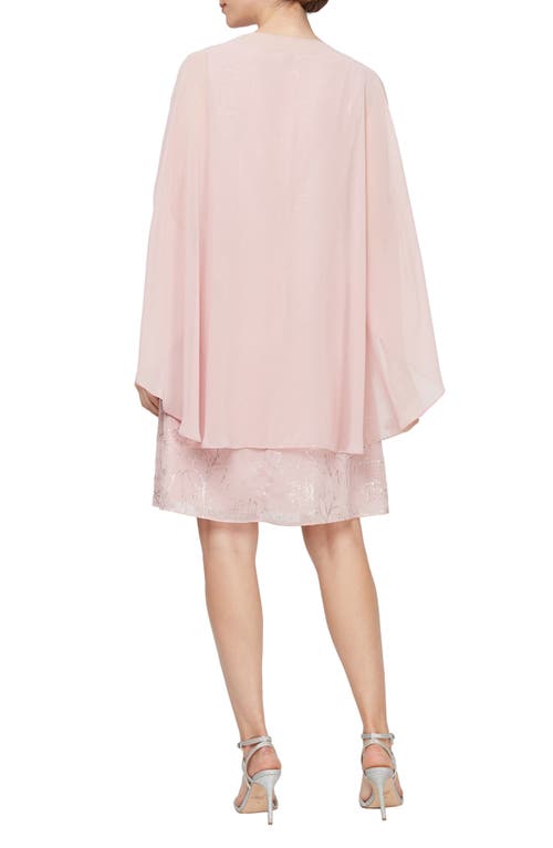 Shop Sl Fashions Foil Floral Print Sheath Dress In Faded Rose