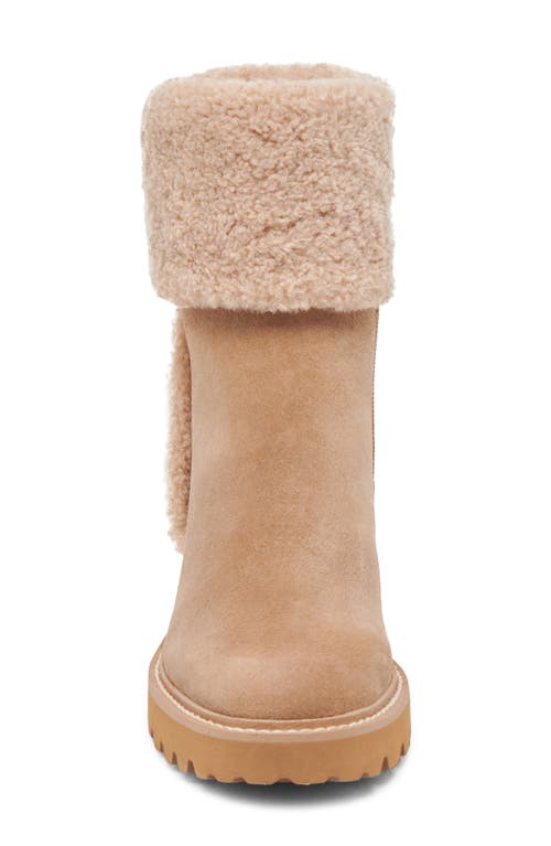 Shop Dolce Vita Hug Waterproof Faux Shearling Trim Bootie In Mushroom Suede H2o