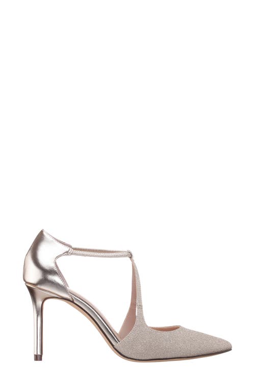 Nina Netta Ankle Strap Pointed Toe Pump In Platino