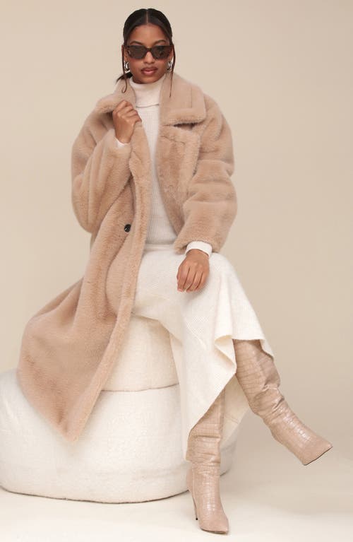 Shop Avec Les Filles Oversize Luxe Faux Fur Longline Coat In Taupe