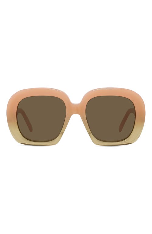 Loewe Curvy 53mm Square Sunglasses in Shiny Pink /Brown at Nordstrom