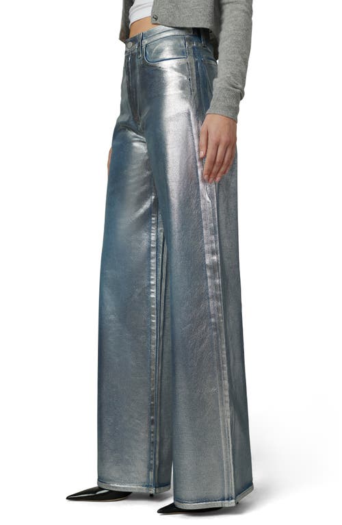 Shop Joe's The Mia Metallic High Waist Wide Leg Jeans In Party Indigo