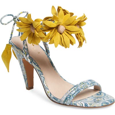Cecelia New York Flower Ankle Wrap Sandal- Blue