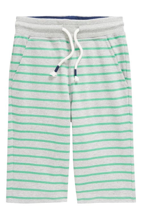 Mini Boden Kids' Baggies Stripe Cotton Jersey Shorts In Pea Green/grey Marl
