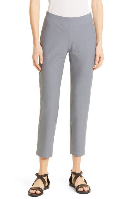 Eileen Fisher Slim Knit Ankle Pants In Steel