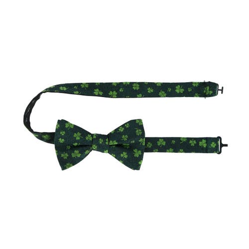 Trafalgar Green Shamrock Novelty Silk Bow Tie In Green