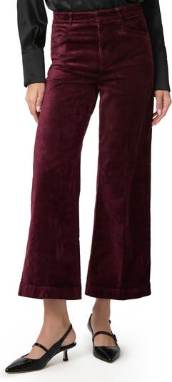 Anessa High Waist Ankle Wide Leg Velvet Pants