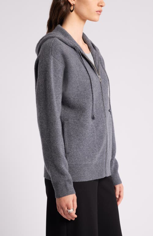 Shop Nordstrom Wool Blend Zip Hoodie Cardigan In Grey Dark Heather