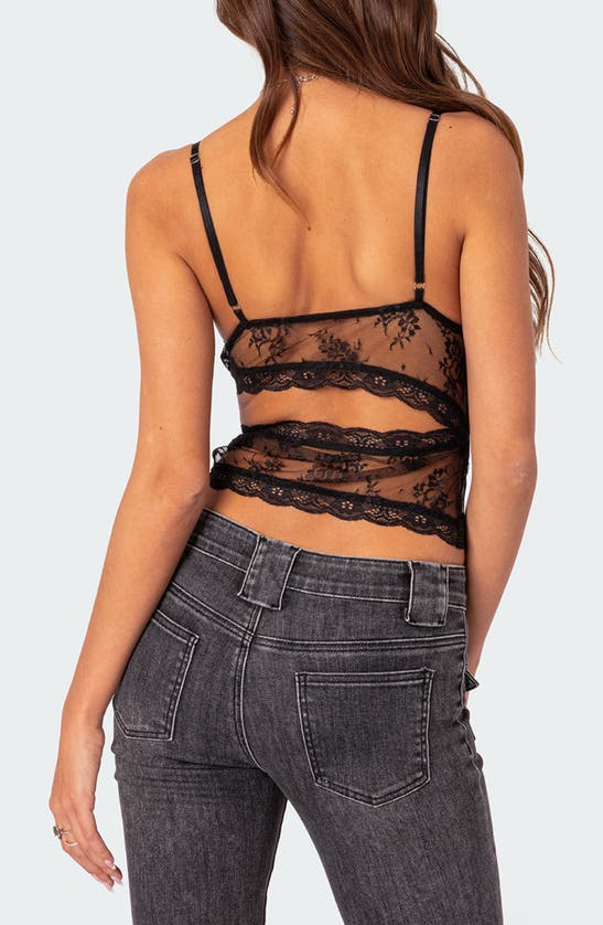 Shop Edikted Spice Cutout Sheer Lace Camisole In Black