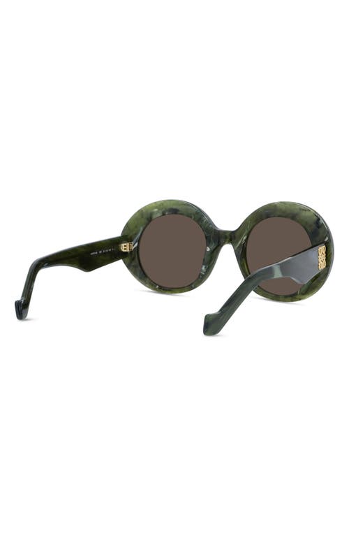 Loewe Anagram 50mm Oval Sunglasses In Shiny Dark Green/brown