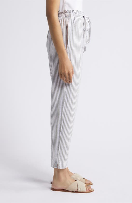 Shop Beachlunchlounge Giavanna Stripe Tapered Linen & Cotton Pants In Sage Leaves