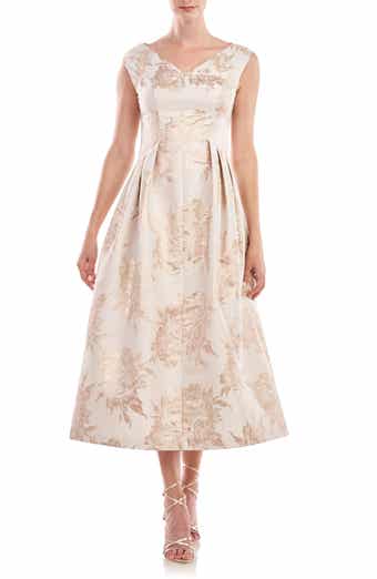 Eliza J Floral Jacquard Metallic Fit & Flare Dress | Nordstrom