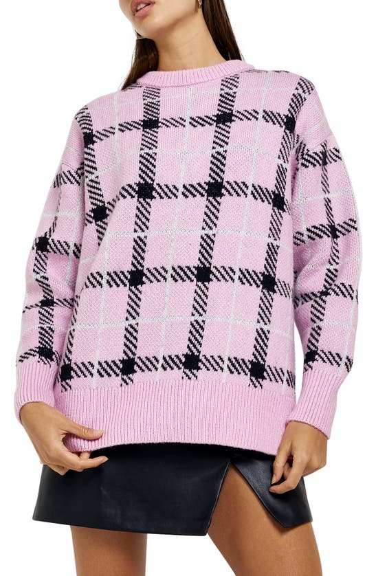 RIVER ISLAND OVERSIZE CHECK SWEATER