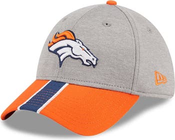 New Era Men's New Era Heather Gray/Orange Denver Broncos Striped 39THIRTY  Flex Hat