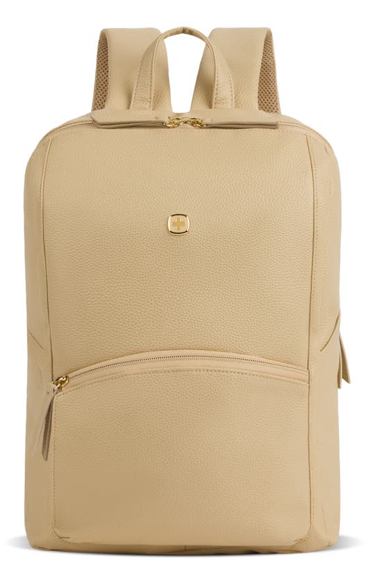 Swissgear 9901 Faux Leather Laptop Backpack In Neutral