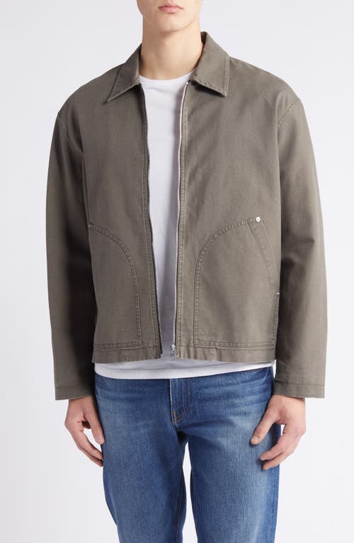 Frame Garment Washed Trucker Olive Green Cotton In Olive Green