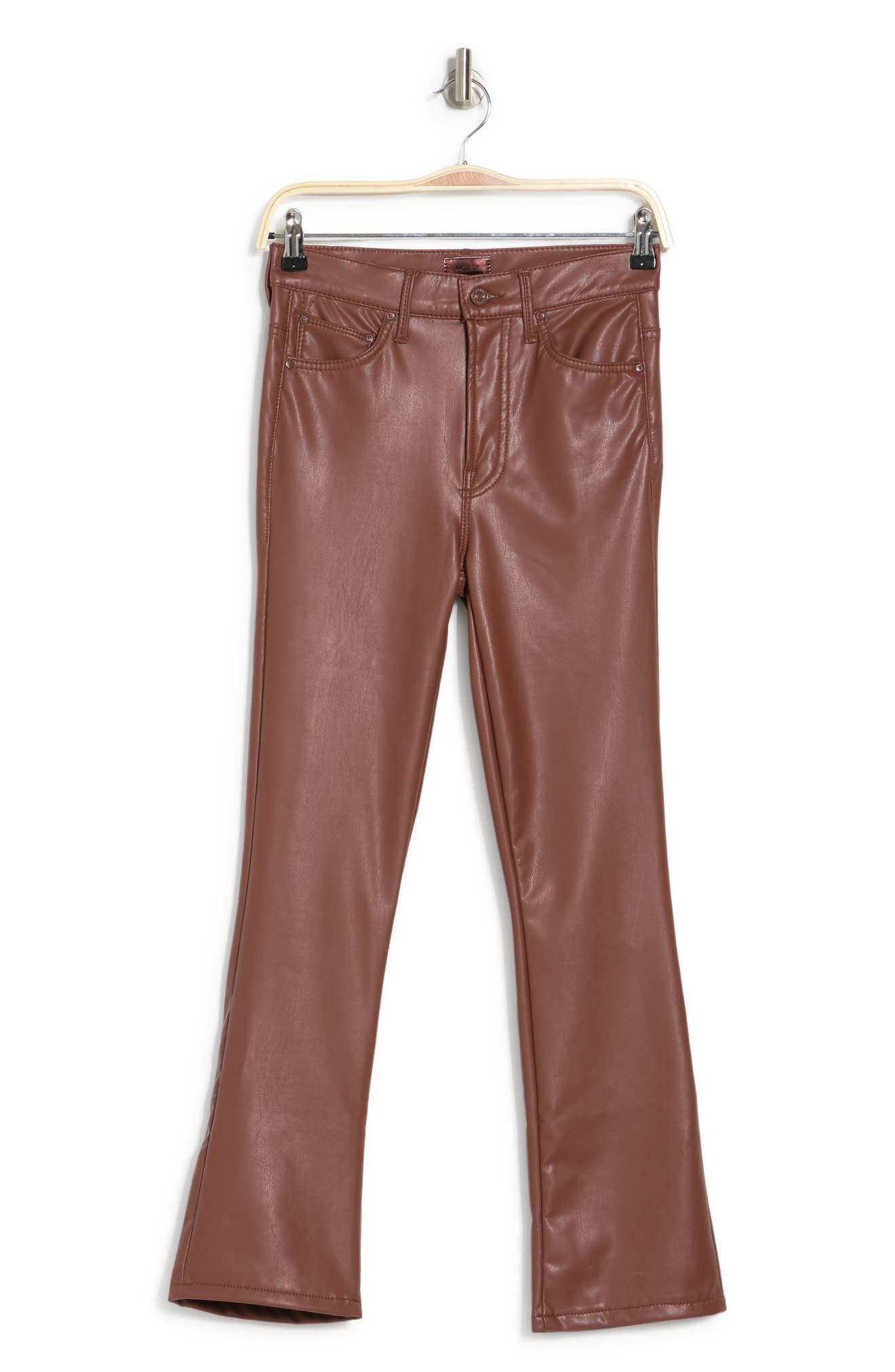 Waist Crop Bootcut Faux Leather Pants 