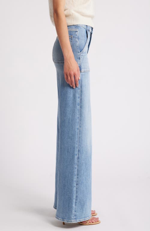 Frame The Lax Frayed High Waist Flare Jeans In Carpenter