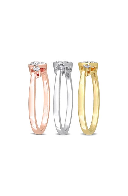 Delmar Set Of 3 Diamond Heart Rings In Multi