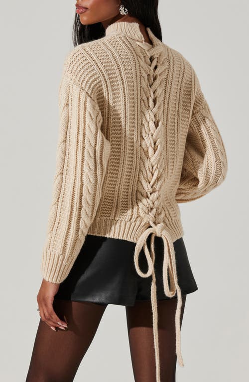 Shop Astr The Label Laverne Lace-up Back Sweater In Vintage Cream