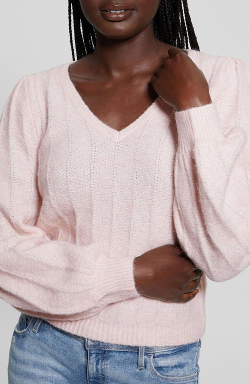 Shop Guess Madeline Pointelle Detail Sweater In Low Key Pink