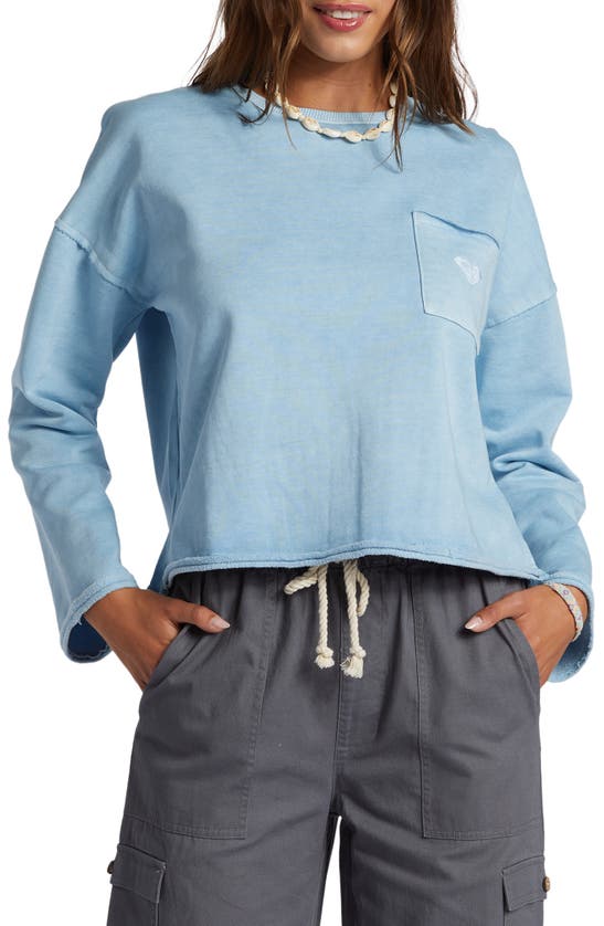 Shop Roxy Doheny Crop Sweatshirt In Bel Air Blue