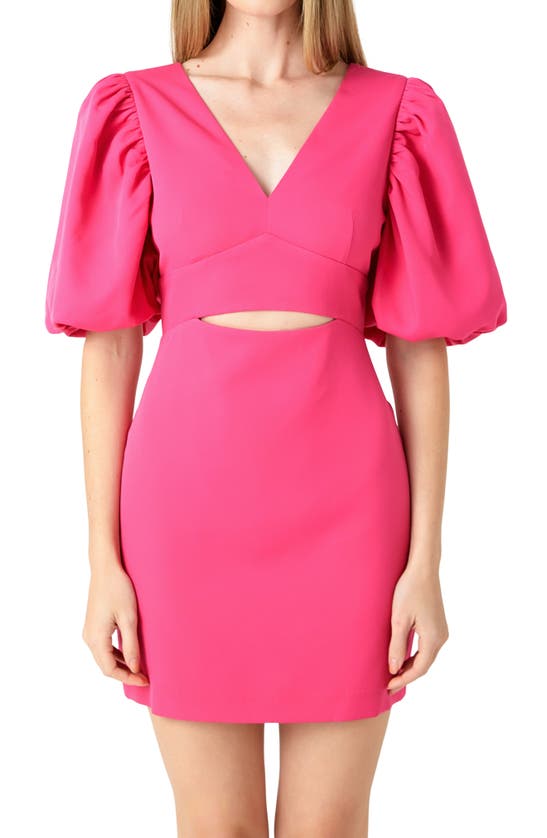 Shop Endless Rose Puff Sleeve Cutout Minidress In Pink