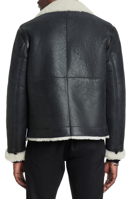 Shop John Varvatos Genuine Shearling Biker Jacket In Black