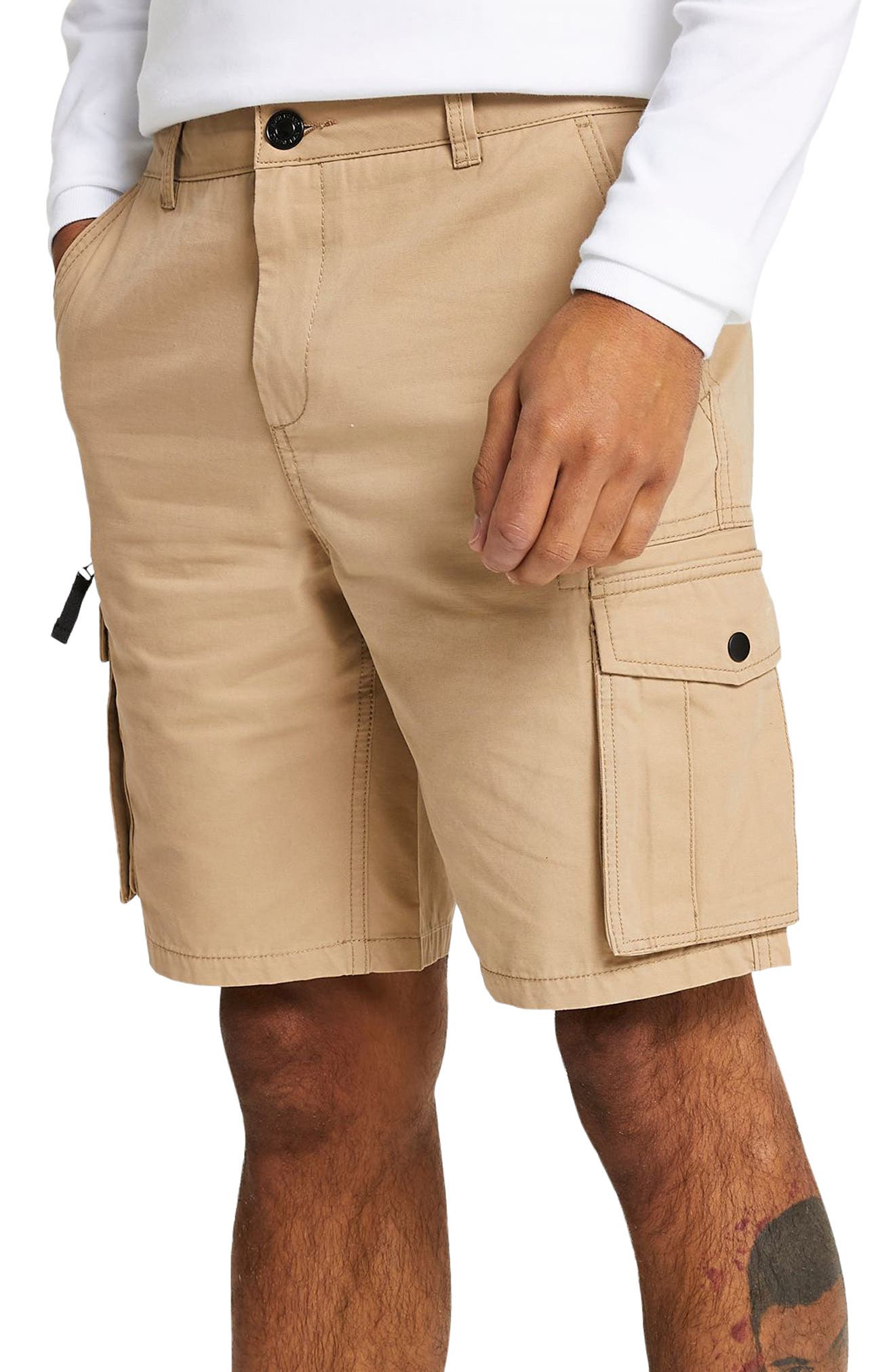 UPC 039703000079 product image for River Island Garment Washed Cargo Shorts, Size 30 in Brown at Nordstrom | upcitemdb.com